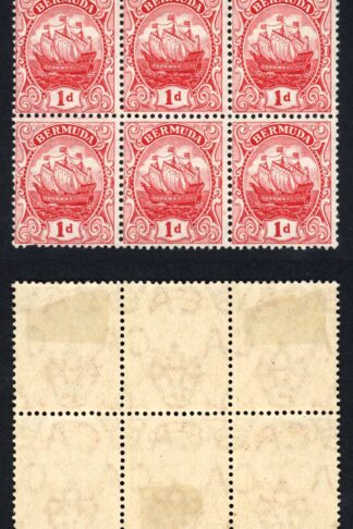 Bermuda SG46 1d Red Wmk Mult CA Fresh Colour (3 x U/M) Cat 120++ Pounds