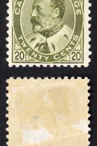 Canada SG186 20c Deep Olive-green Fresh Colour (Gum thin and crease) Cat 325