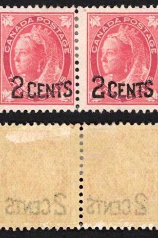 Canada SG171 2c on 3c Carmine Fresh Colour M/M PAIR Cat 44 Pounds