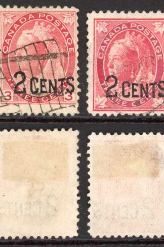 Canada SG171/2 2c on 3c Carmine and Rose Carmine Cat 14 Pounds
