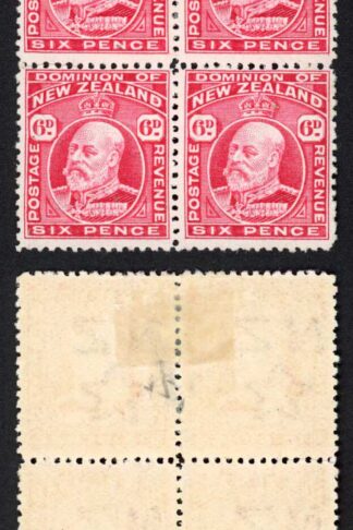 New Zealand SG398 6d Carmine Perf 14 line Fresh Colour (2 x U/M) Cat 220++ poun