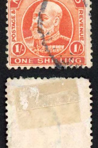 New Zealand SG399 1/- Vermilion Perf 14 line Fresh Colour Cat 18 pounds