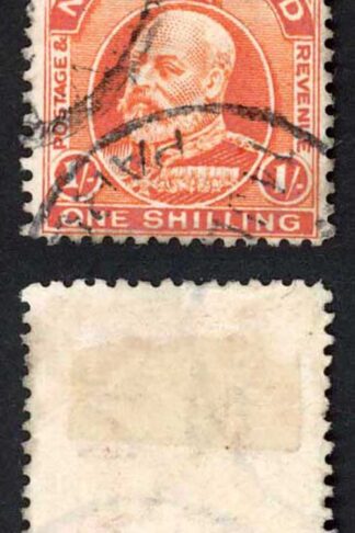 New Zealand SG399 1/- Vermilion Perf 14 line Fresh Colour Cat 18 pounds