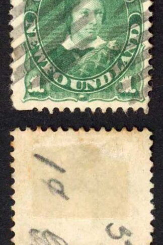 Newfoundland SG50 1c Blue Green Cat 14 pounds