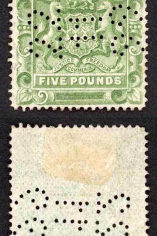 Rhodesia SG12 Five Pound Sage Green Fresh Colours Perfin 22 11 99