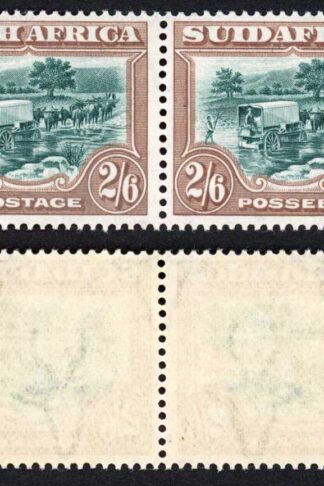 South Africa SG37 2/6 Green and Brown Perf 14 Fresh Colours U/M Cat 150++ pounds