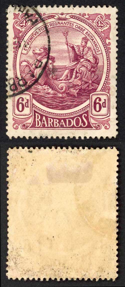 Barbados SG188 6d Purple Cat 11 pounds