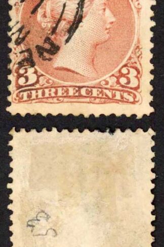 Canada SG58 3c Red-brown Thicker paper Fresh Colour Cat 25 pounds
