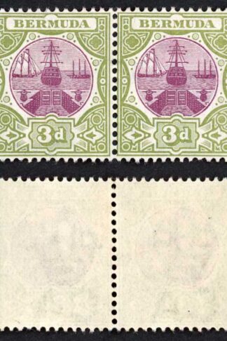 Bermuda SG33 3d Magenta and sage green Wmk CA Fresh Colour M/M Cat 12 pounds
