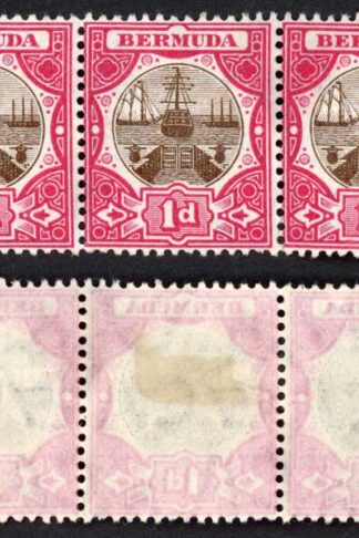 Bermuda SG37 1d Brown and Carmine Wmk MCA Fresh Colour 2 x U/M Cat 135+ pounds