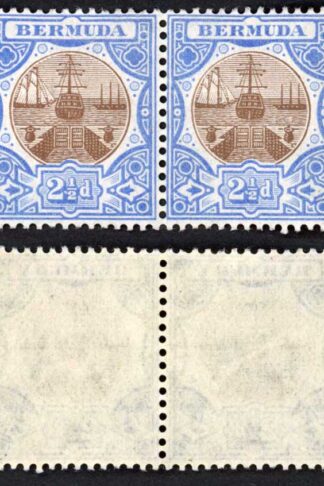 Bermuda SG40 2 1/2d Brown and Ultramarine Wmk MCA Fresh Colour M/M Cat 76 pounds