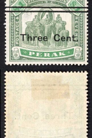 Perak SG86 3c on One Dollar Green and Pale Green Fresh Colours M/M Cat 60 pounds