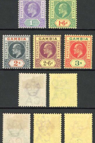 Gambia SG52/56 Wmk CA Fresh Colour High Values M/M Cat 178 pounds