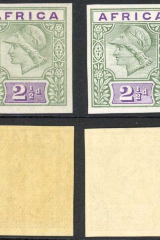 1902 Africa Minerva Head 2 1/2d Colour Trial Ordinary and Chalky Paper U/M