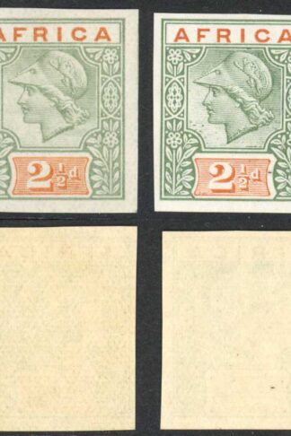 1902 Africa Minerva Head 2 1/2d Colour Trial Ordinary and Chalky Paper U/M