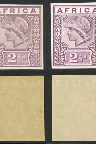 1902 Africa Minerva Head 2 1/2d Colour Trial Ordinary and Chalky Paper U/M