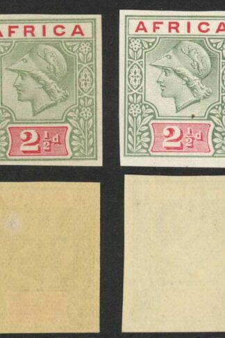 1902 Africa Minerva Head 2 1/2d Colour Trial Ordinary and Chalky Paper U/M