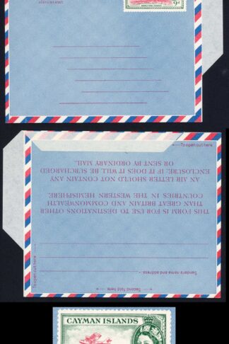 Cayman Is HG F3 9d Green and Carmine Airmail Letter Sheet Fine Mint