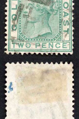 Gold Coast SG6 2d Green Wmk CC Fine used Cat 12 pounds