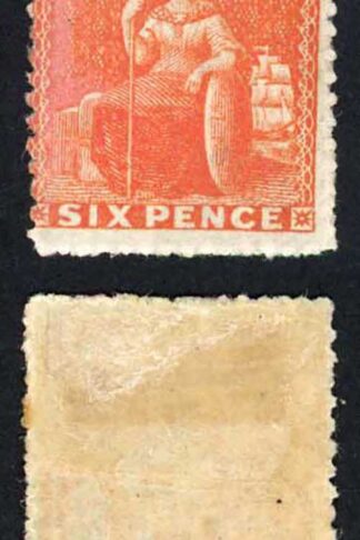 Barbados SG33 6d Orange No Wmk Rough Perf 14-16 Fresh Colour M/M Cat 400++ poun