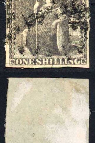 Barbados SG12 1/- Brown Black No Wmk Imperf 4 Margins Cat 110 pounds