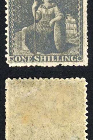 Barbados SG35 1/- Black No Wmk Rough Perf Fresh Colour Cat 65 pounds