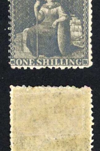 Barbados SG35 1/- Black No Wmk Rough Perf Fresh Colour Cat 65 pounds