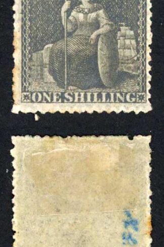 Barbados SG35 1/- Black No Wmk Rough Perf Fresh Colour (Toned) Cat 65 pounds