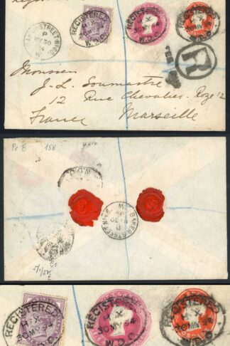 ESC191 1/2d (undated) and 3d (9 florets) uprated