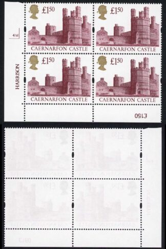 UK8 One Pound Fifty PVAD Gum Plate Block 4M U/M Cat 38 pounds