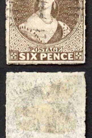 New Zealand SG88 6d Black-brown Rouletted 7 at Auckland Very Fine Cat 750 pounds