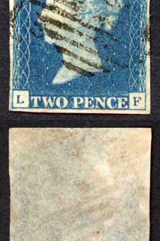 1840 2d Blue (LF) Plate 2 Irish 57 (Bangagher) 1844 Cancel Cat 2000++ pounds