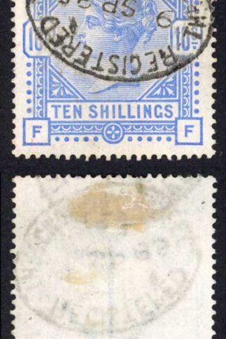 SG183 10/- Ultramarine Fine Used Cat 525 pounds