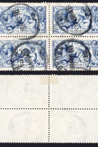 SG412 10/- Blue DLR Block Cat 3600++ pounds