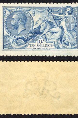 SG412 10/- Blue DLR M/M Cat 2500 pounds