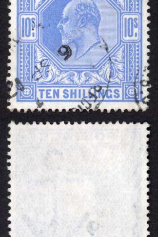 SG319 KEVII 10/- Blue Somerset House Fine CDS used Cat 600 pounds