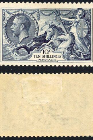 SG452 10/- Indigo Re-engraved Seahorse M/M Cat 375 pounds