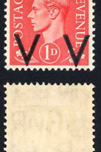 KGVI 1d Light Scarlet Opt Double V for Victory M/M