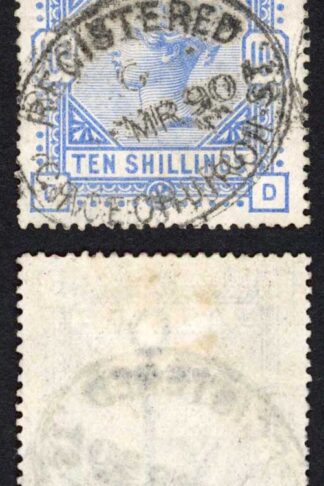 SG183 10/- Ultramarine Fine used Cat 525 pounds