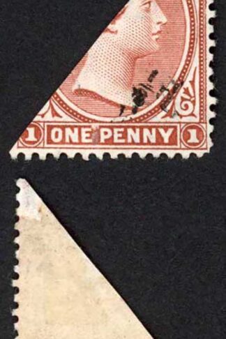 Falkland Is SG13 1/2d on Half a 1d Brown claret M/M Cat 650 pounds
