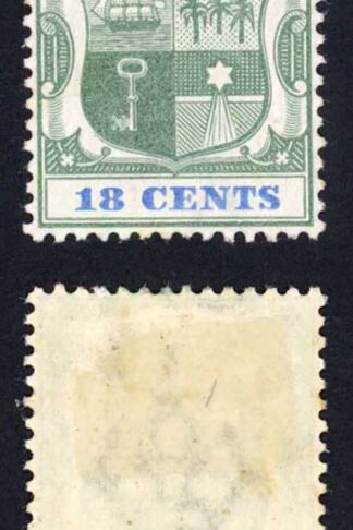 Mauritius SG132 18c Green and Ultramarine Wmk CA Top Value M/M Cat 28 pounds
