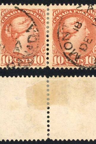 Canada SG111 10c Brownish Red CDS Pair Cat 84 pounds
