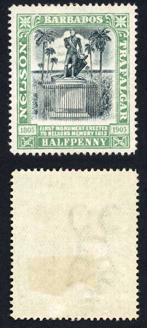 Barbados SG146 1/2d Black and pale green Fresh Colour M/M Cat 11 pounds