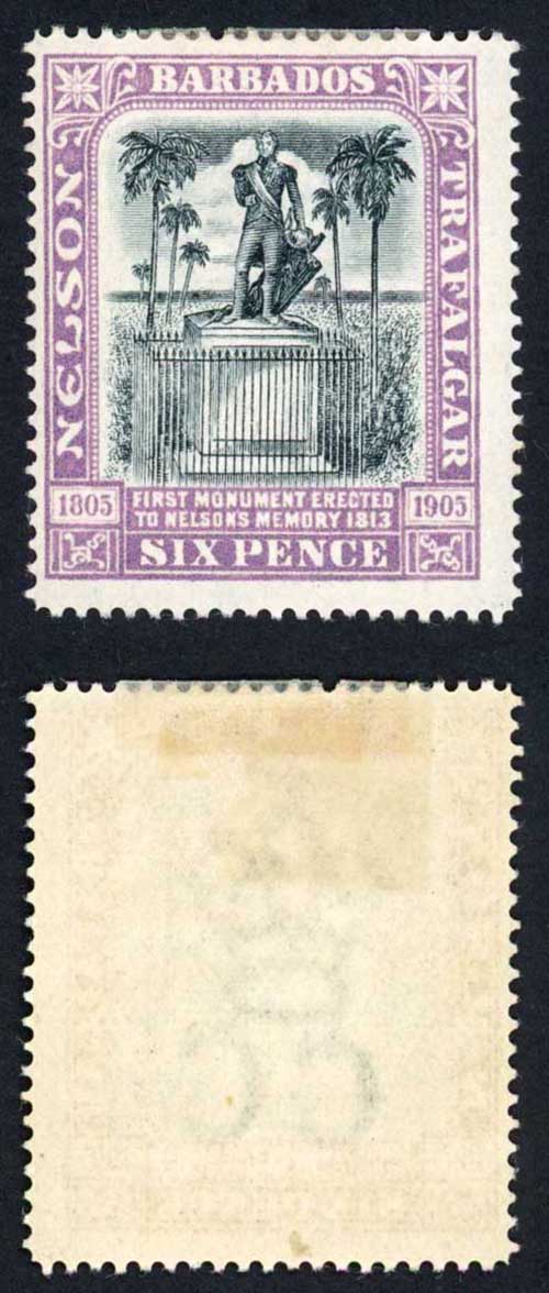Barbados SG150 6d Black and mauve Fresh Colour M/M Cat 20 pounds
