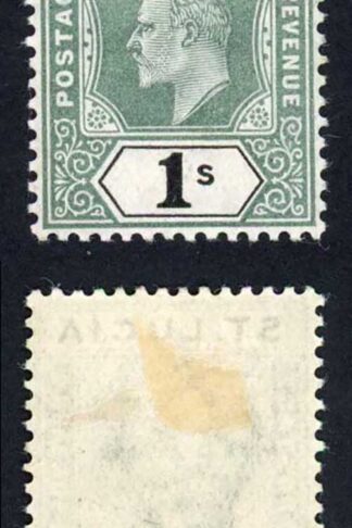 St Lucia SG62 1/- Green and Black Wmk CA Fresh Colour M/M Cat 18 pounds