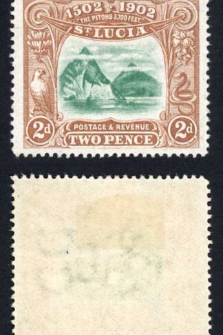 St Lucia SG63 2d Green and Brown Fresh Colour M/M Cat 18 pounds