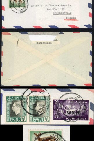 South Africa 23 Sept 1953 Airmail to Germany 1/6 rate