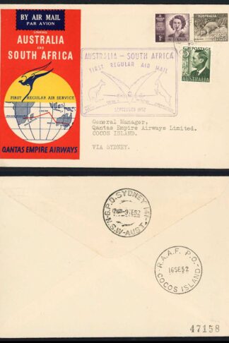 Australia to Johannesburg First regular fight via Cocos islands