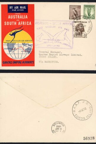 Australia to Johannesburg First regular fight via Cocos islands