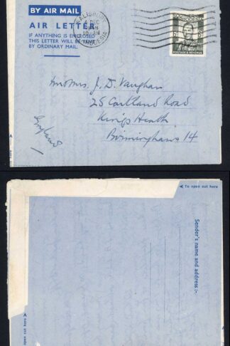 Southern Rhodesia KGVI pre-paid Airmail letter